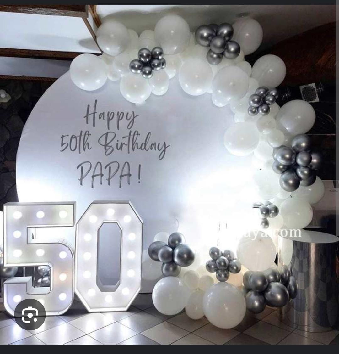 50th Birthday Silver White